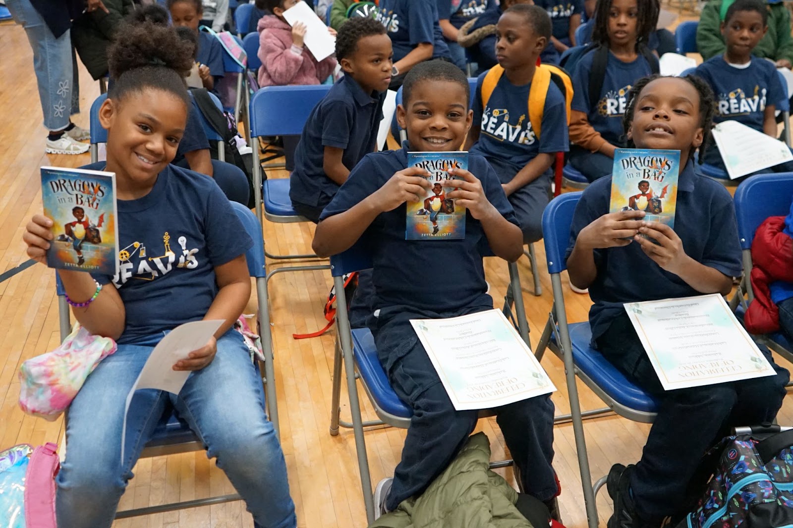 Students with new books