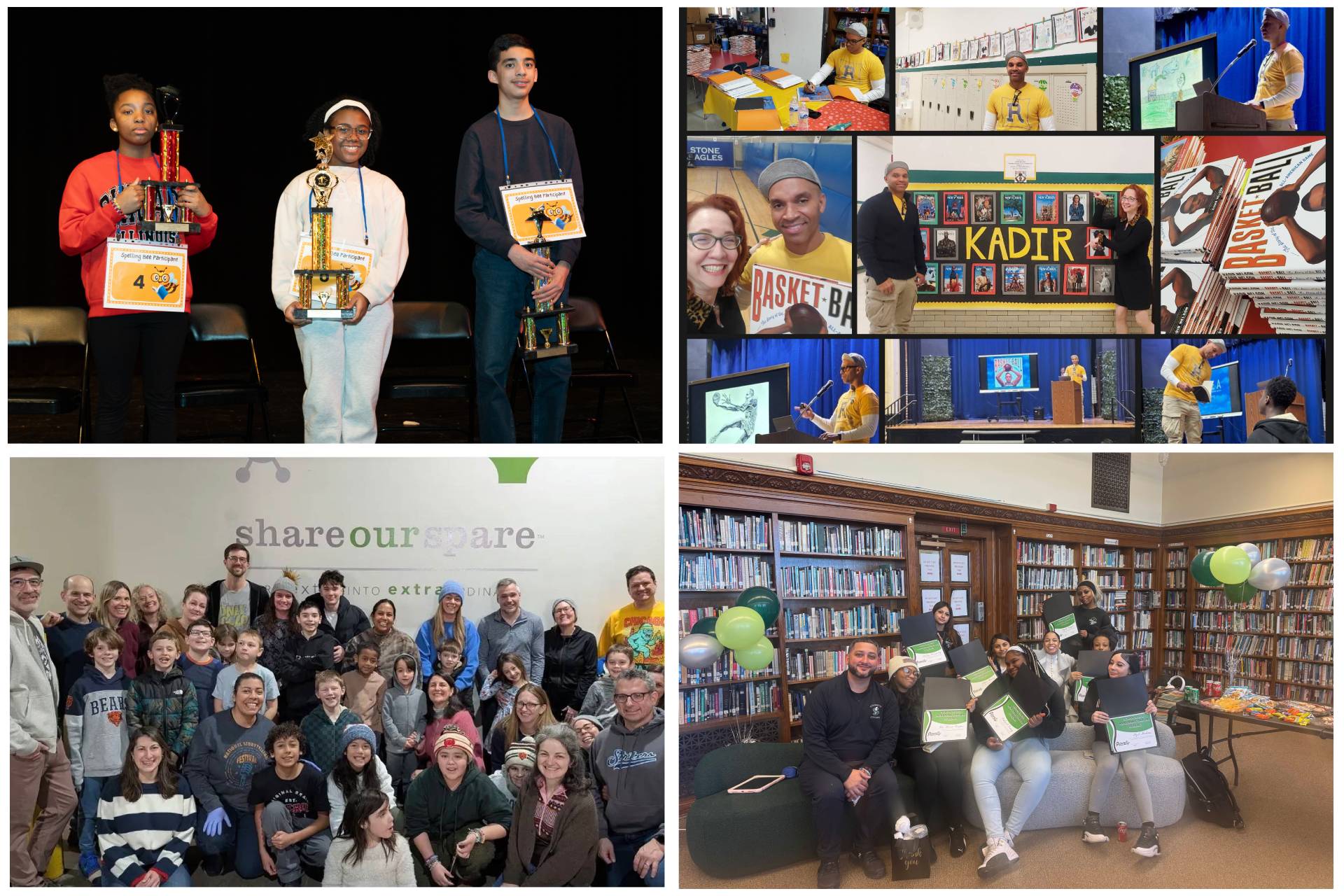 Collage of students around the district