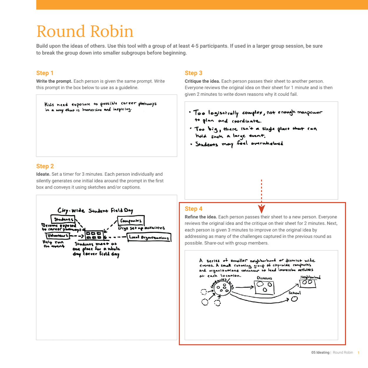 image of round robin worksheet with step 4 filled in