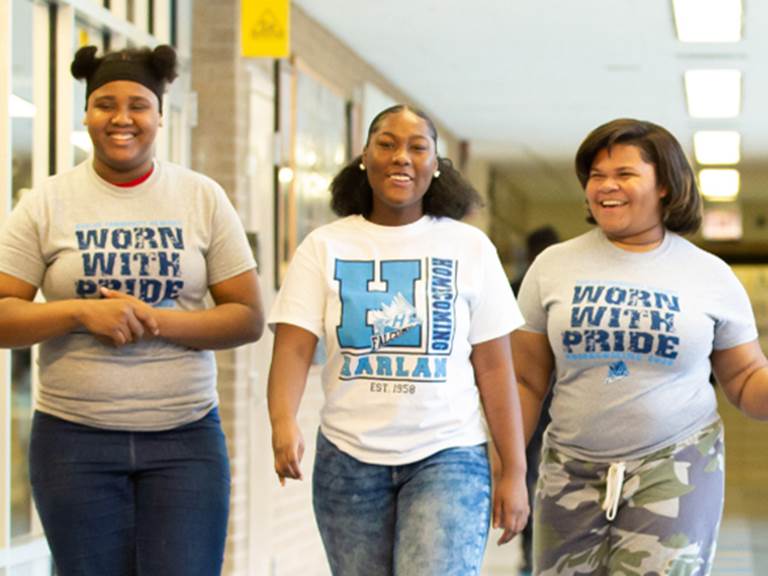 3 female students smiling