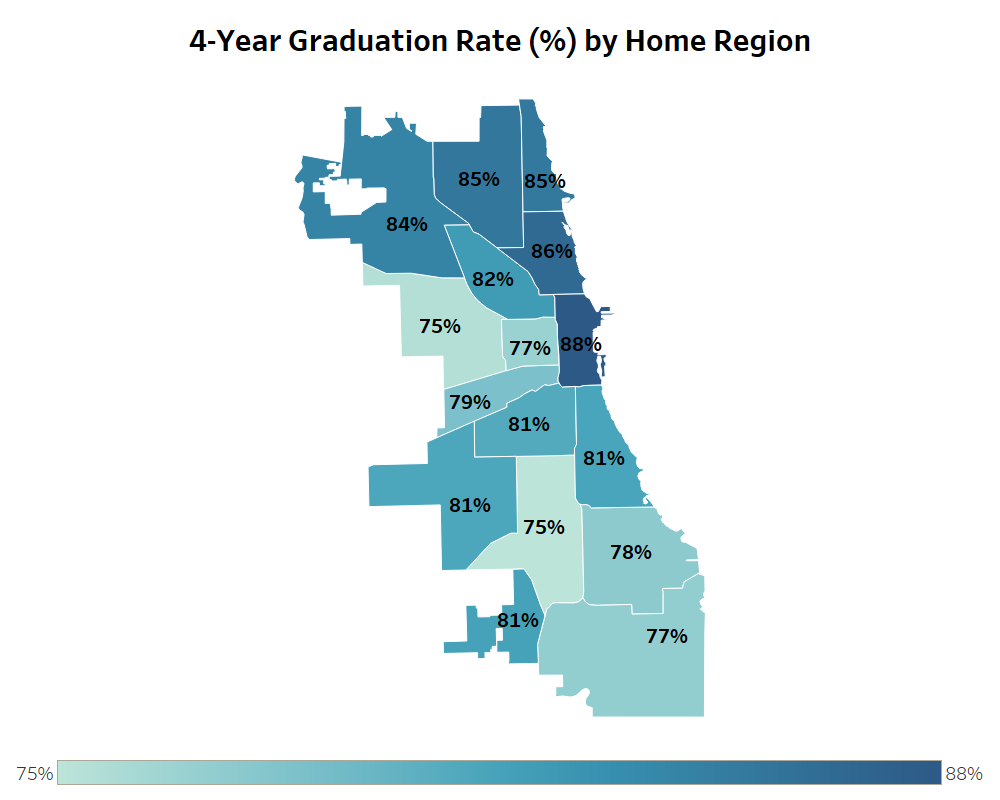 Graduation Rate by Home Region Map