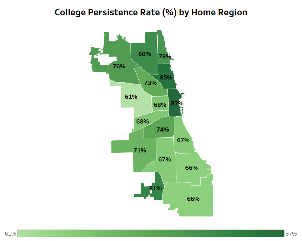 College Persistence Rate by Home Region Map