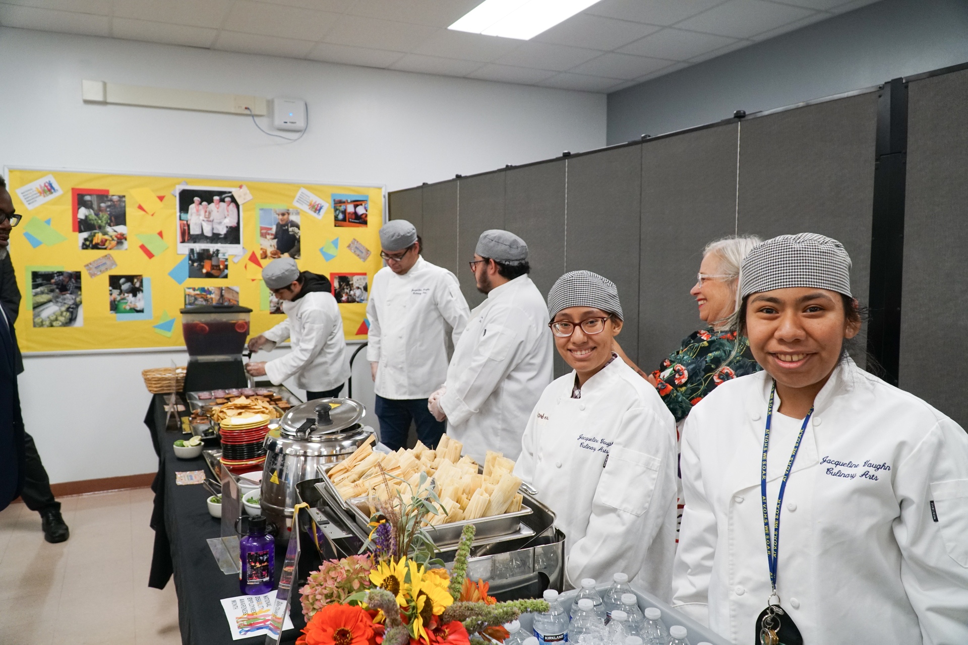 image of students working on food line