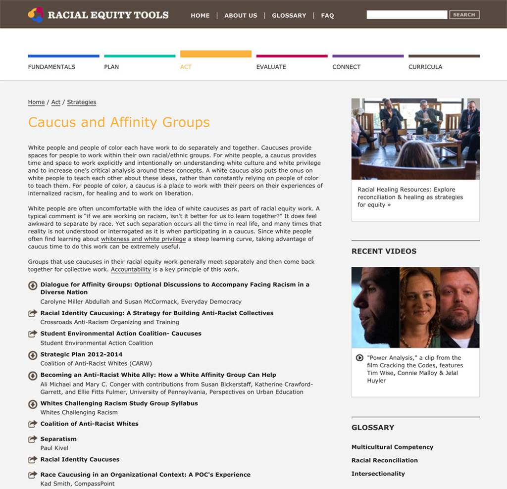 Racial Equity Tools’ Caucus and Affinity Groups Section - image