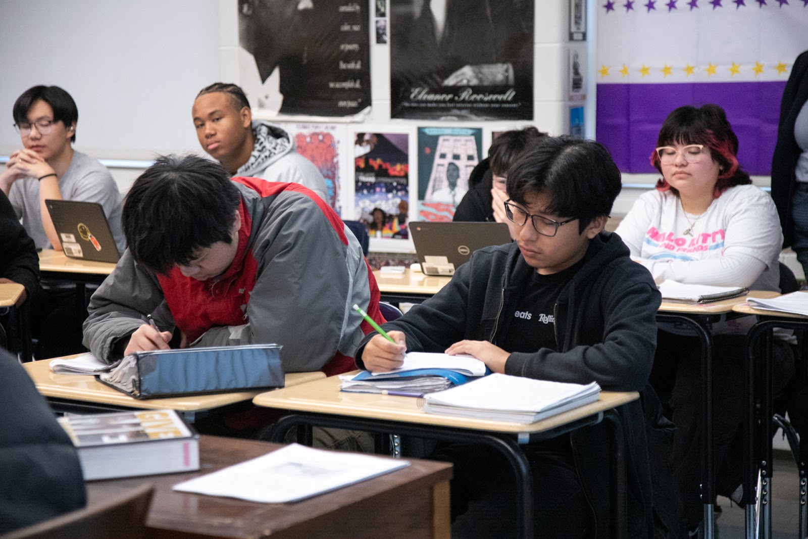 students at a desk