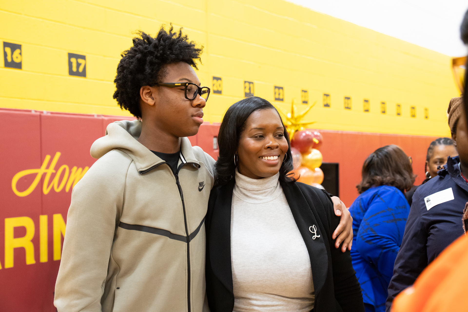 Principal Latimer-Lake with student