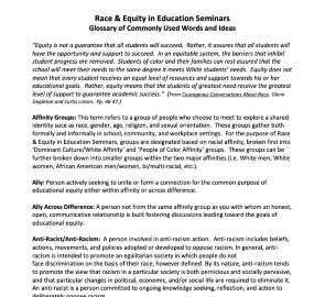 Race & Equity In Education Seminars - Glossary Of Commonly Used Words ...