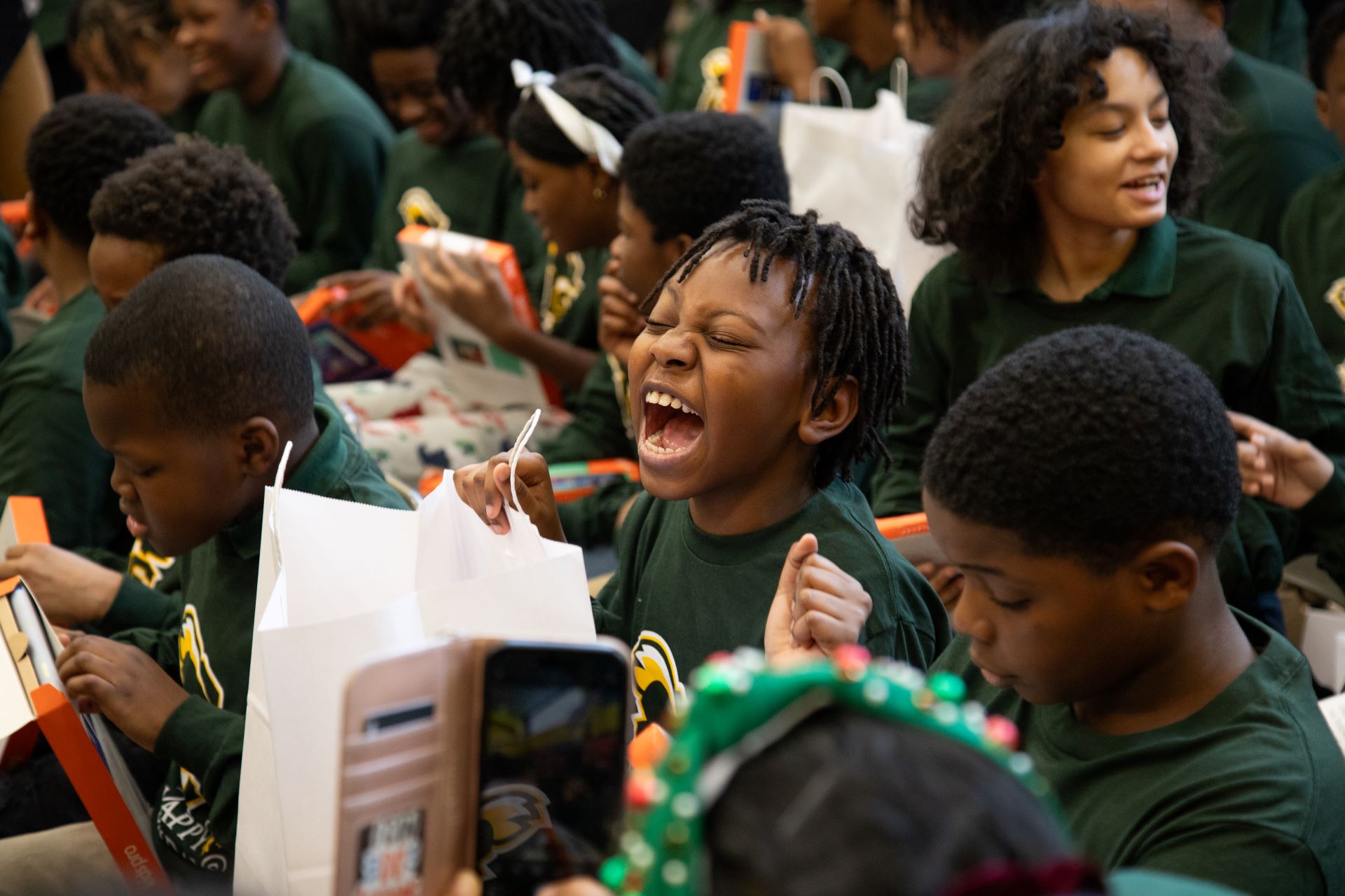 excited students at Amazon Giveaway at Chalmers