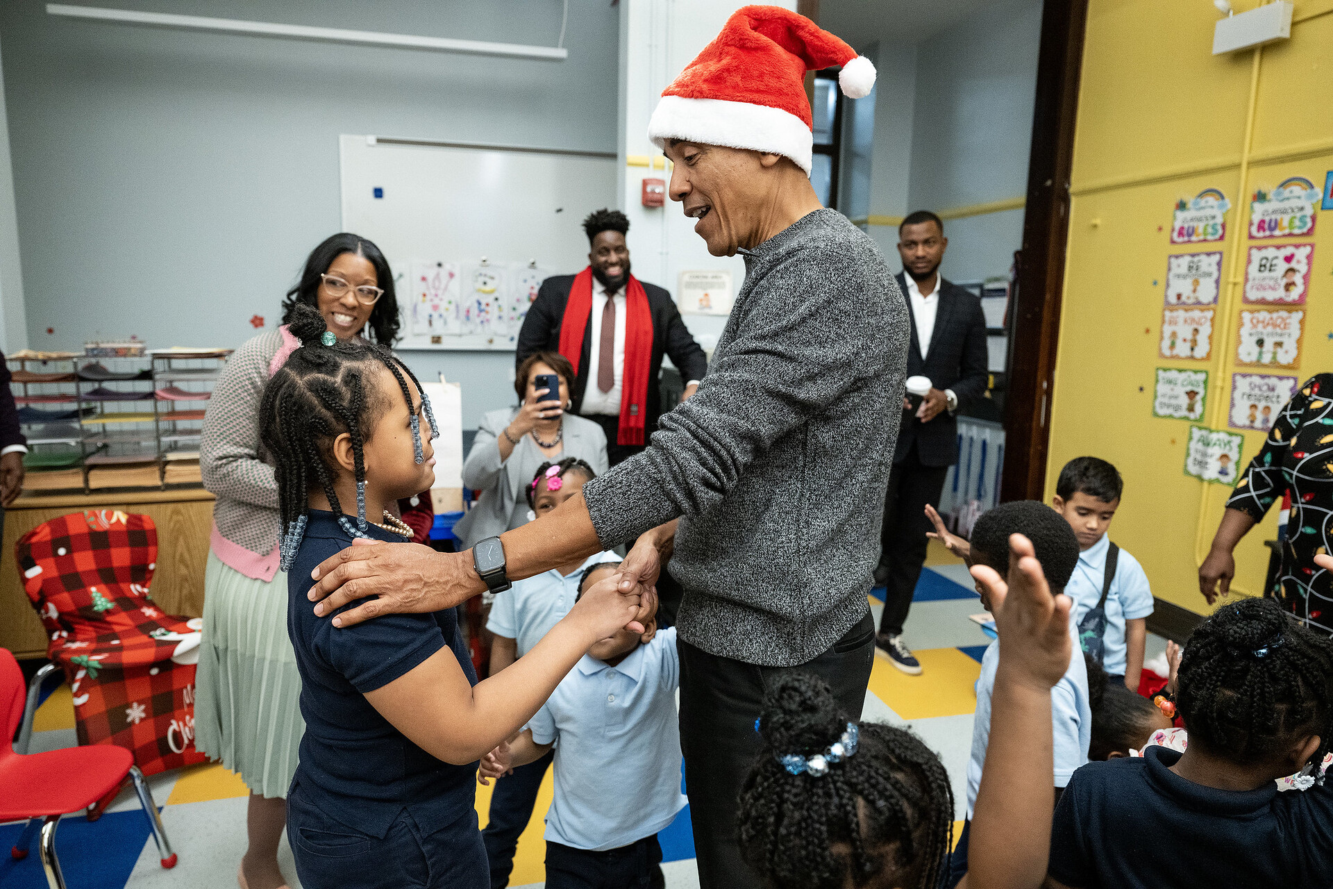 President Barack Obama with a student