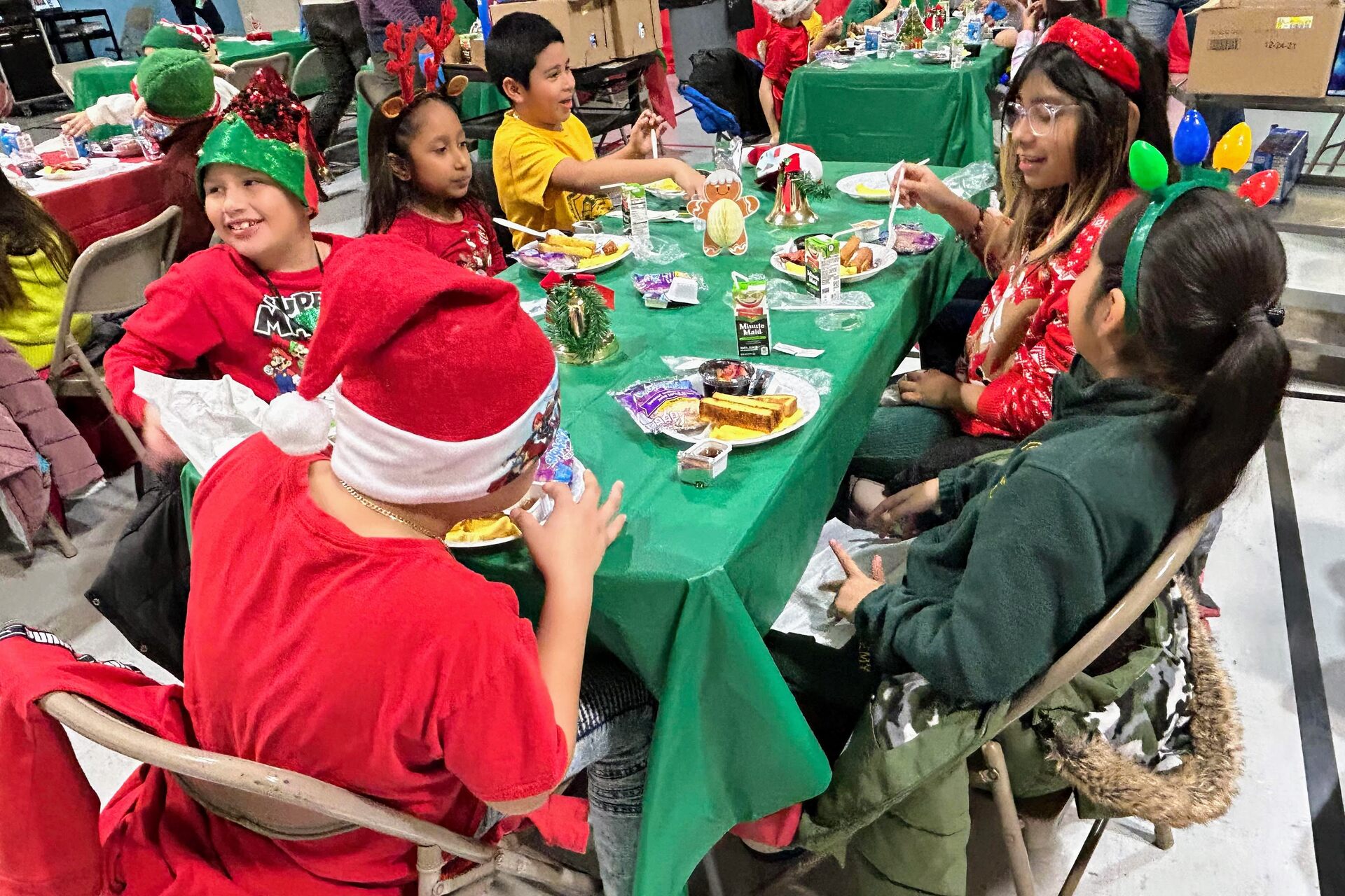 students eating