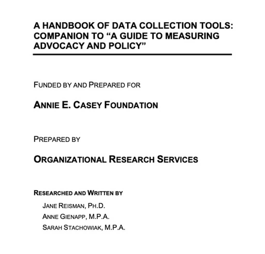 A Handbook of Data Collection Tools: Companion to "A Guide to Measuring Advocacy and Policy" - image