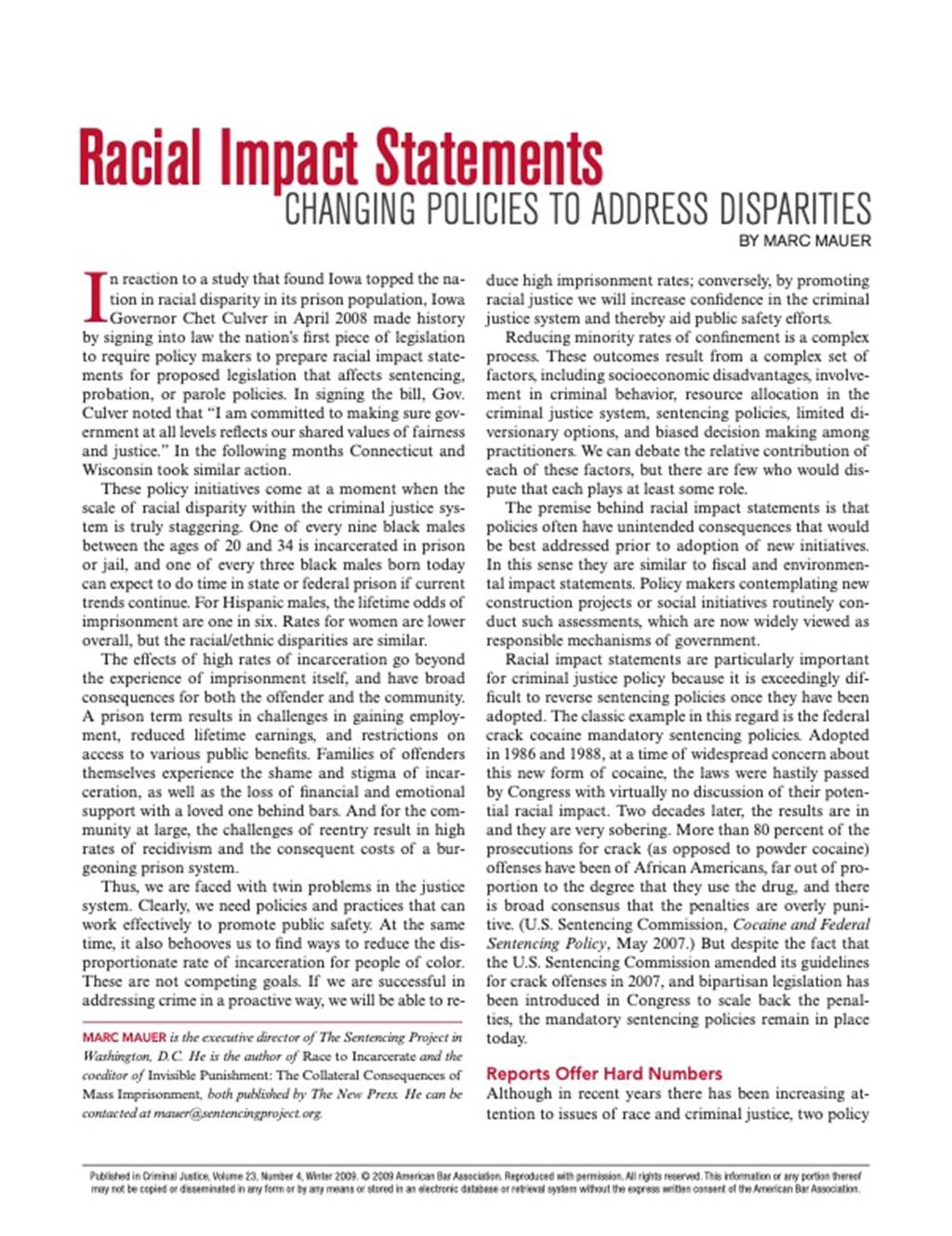 Racial Impact Statements: Changing Policies to Address Disparities - image