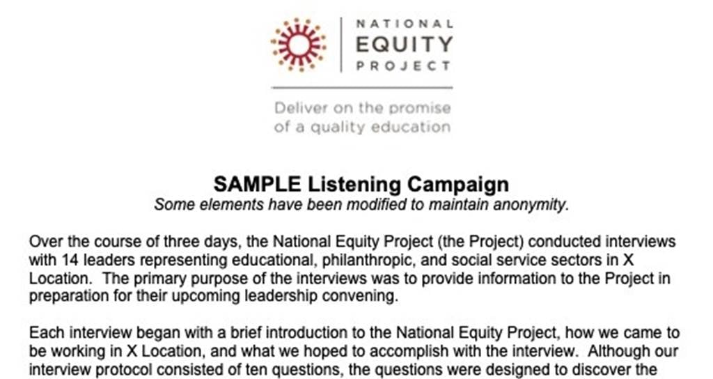 Sample Listening Campaign document screenshot