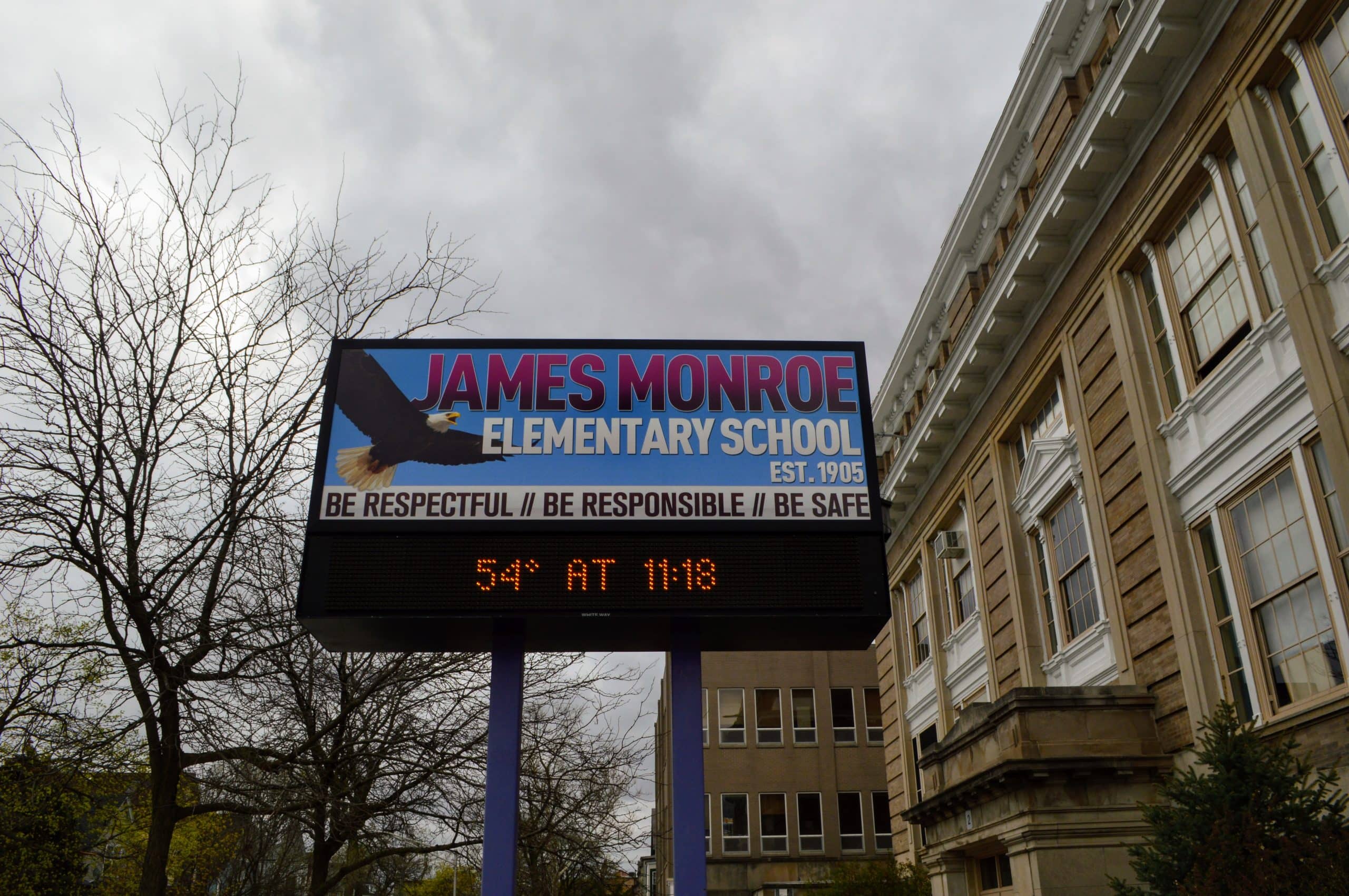 Photo of James Monroe school sign