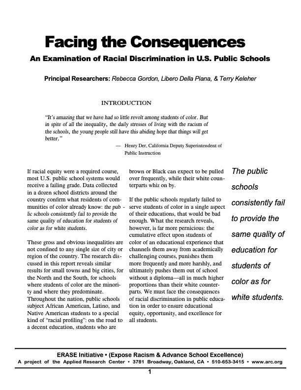 Facing The Consequences: An Examination Of Racial Discrimination In U.S ...