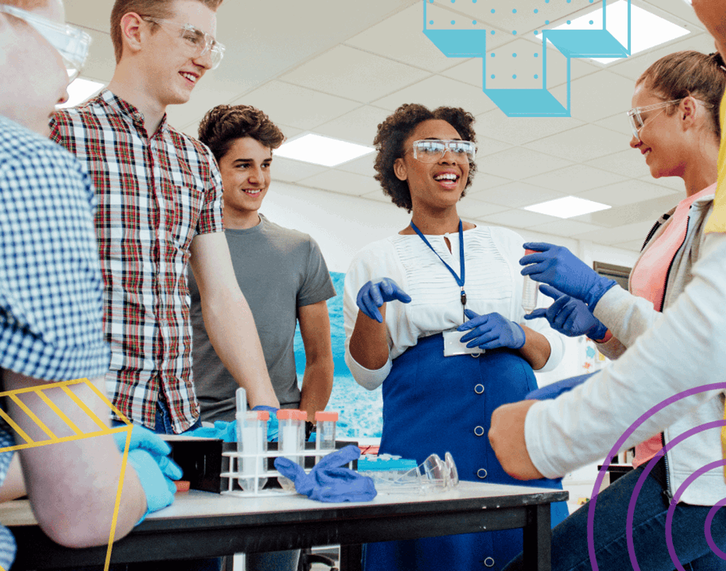 Group of students participating in a science experiment