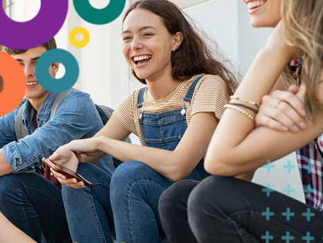 Group of laughing students