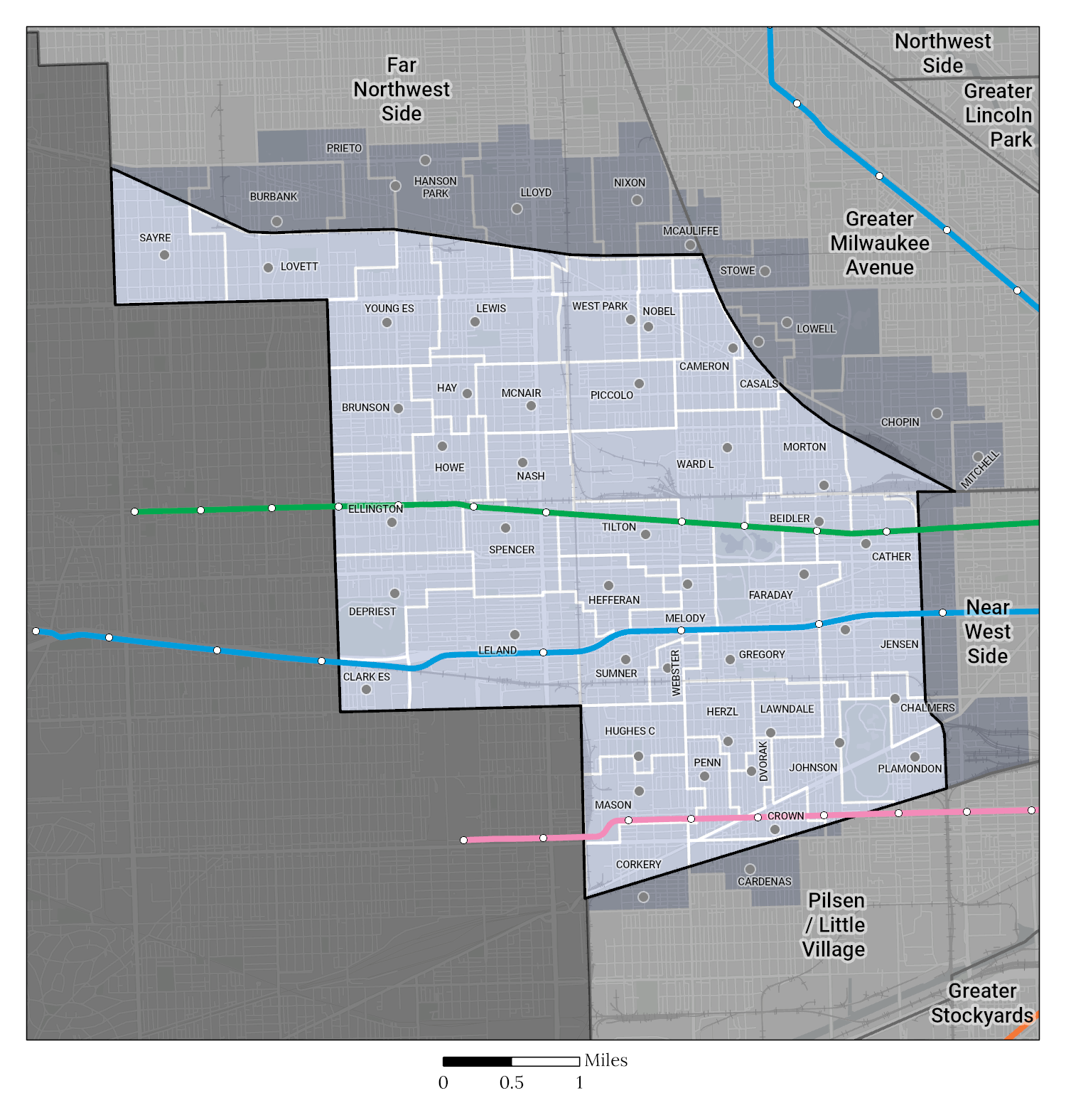 Attendance Area Map of West Side