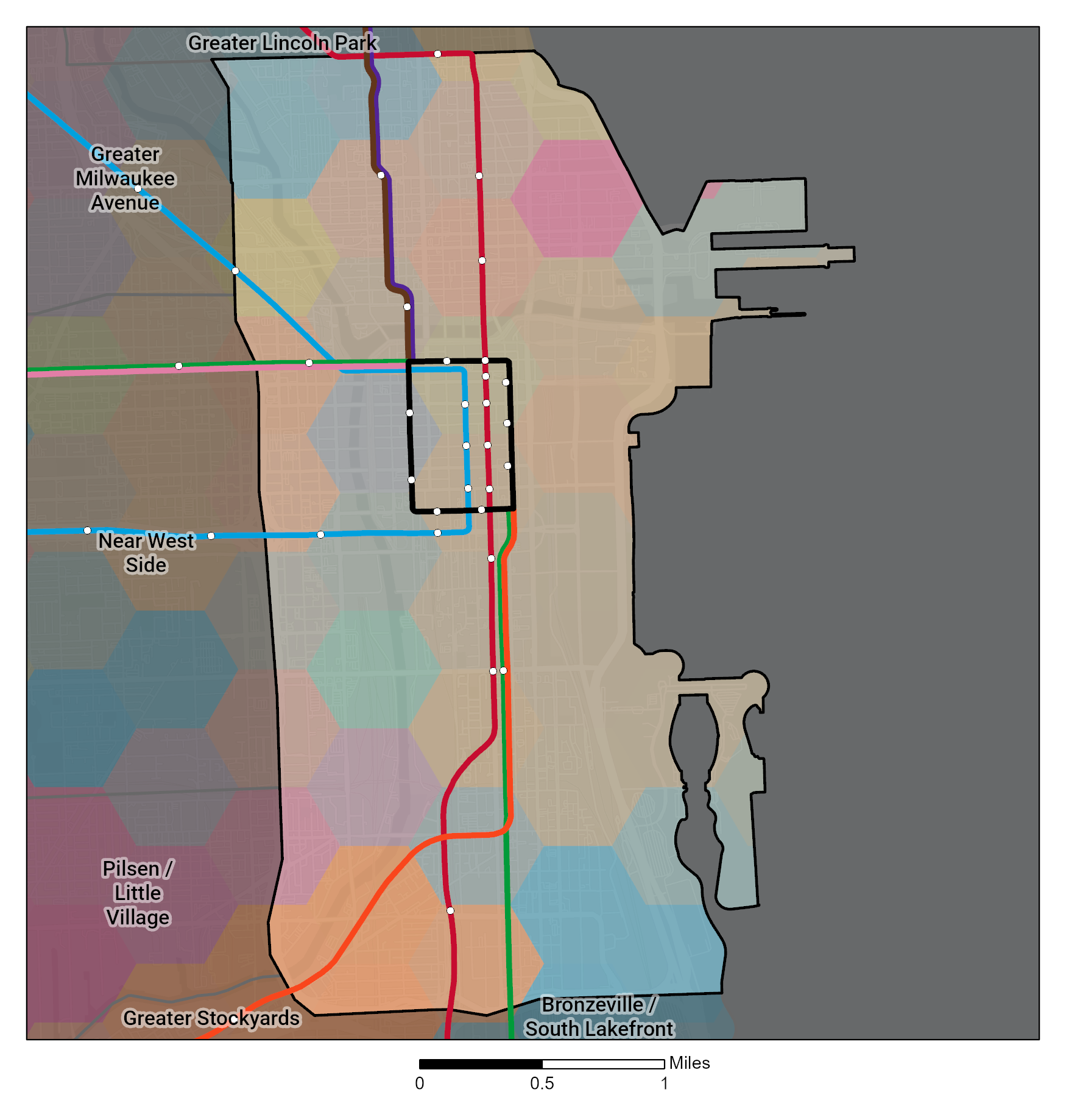 Racial and Ethnic composition map of Central Area