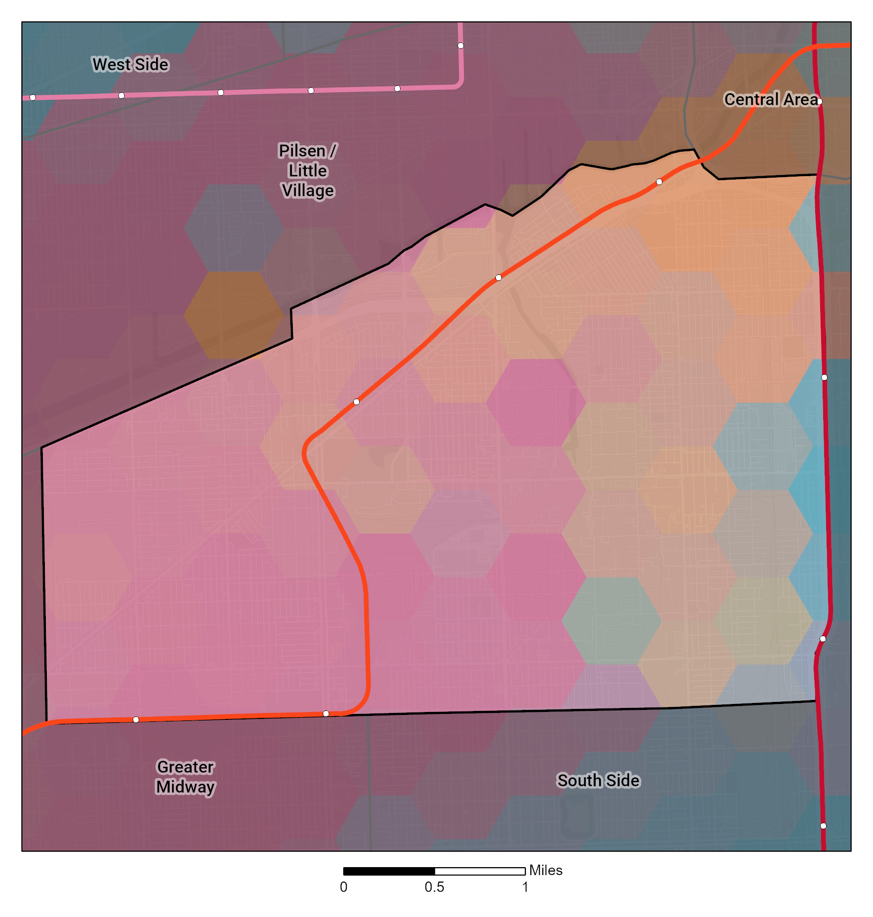 Racial and Ethnic composition map of Greater Stockyards