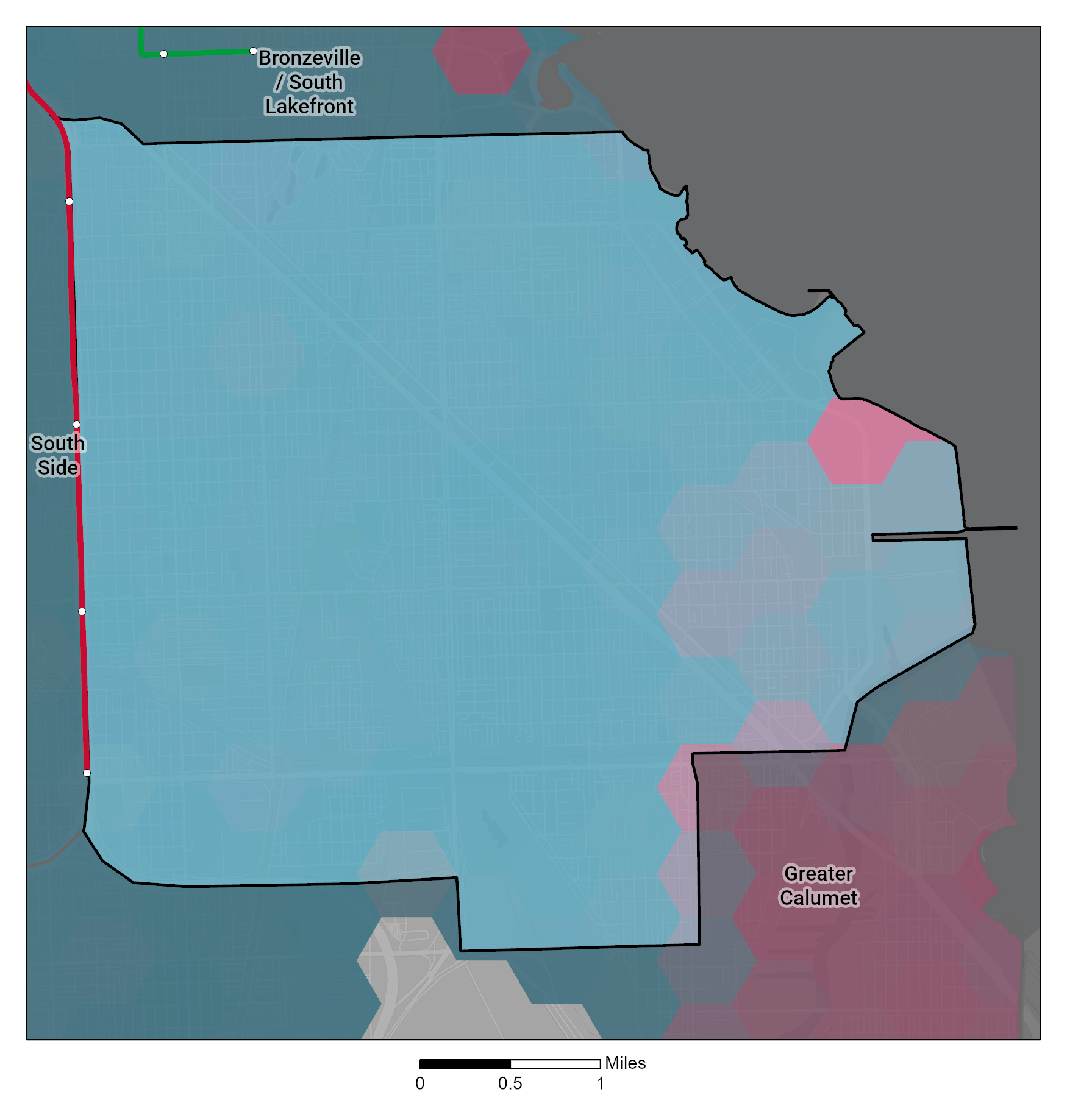 Racial and Ethnic composition map of  Greater Stony Island