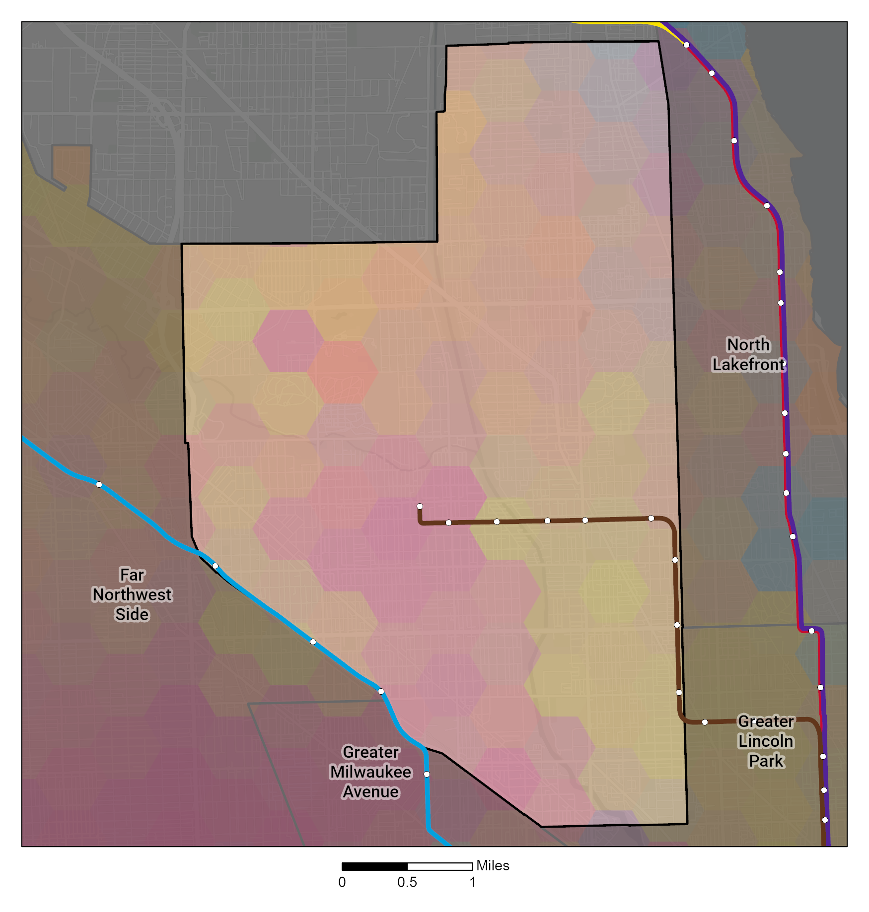 Racial and Ethnic composition map of Northwest Side