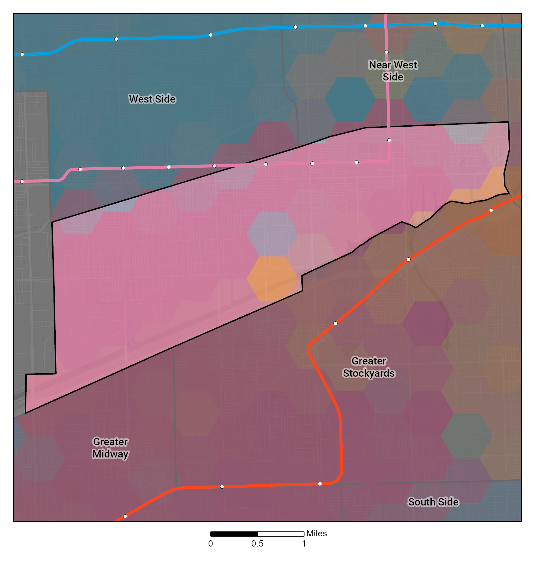 Racial and Ethnic composition map of Pilsen Little Village