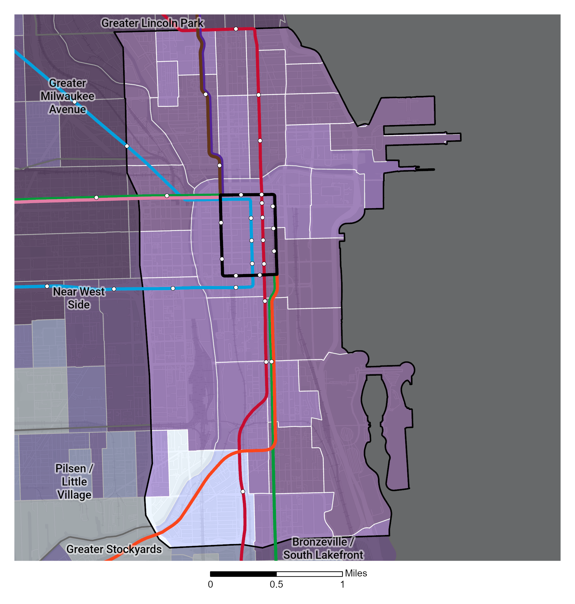 Median Household Income map Central Area