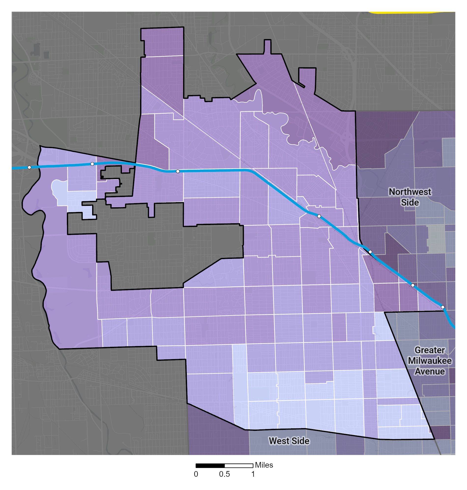 Median Household Income map Far Northwest Side