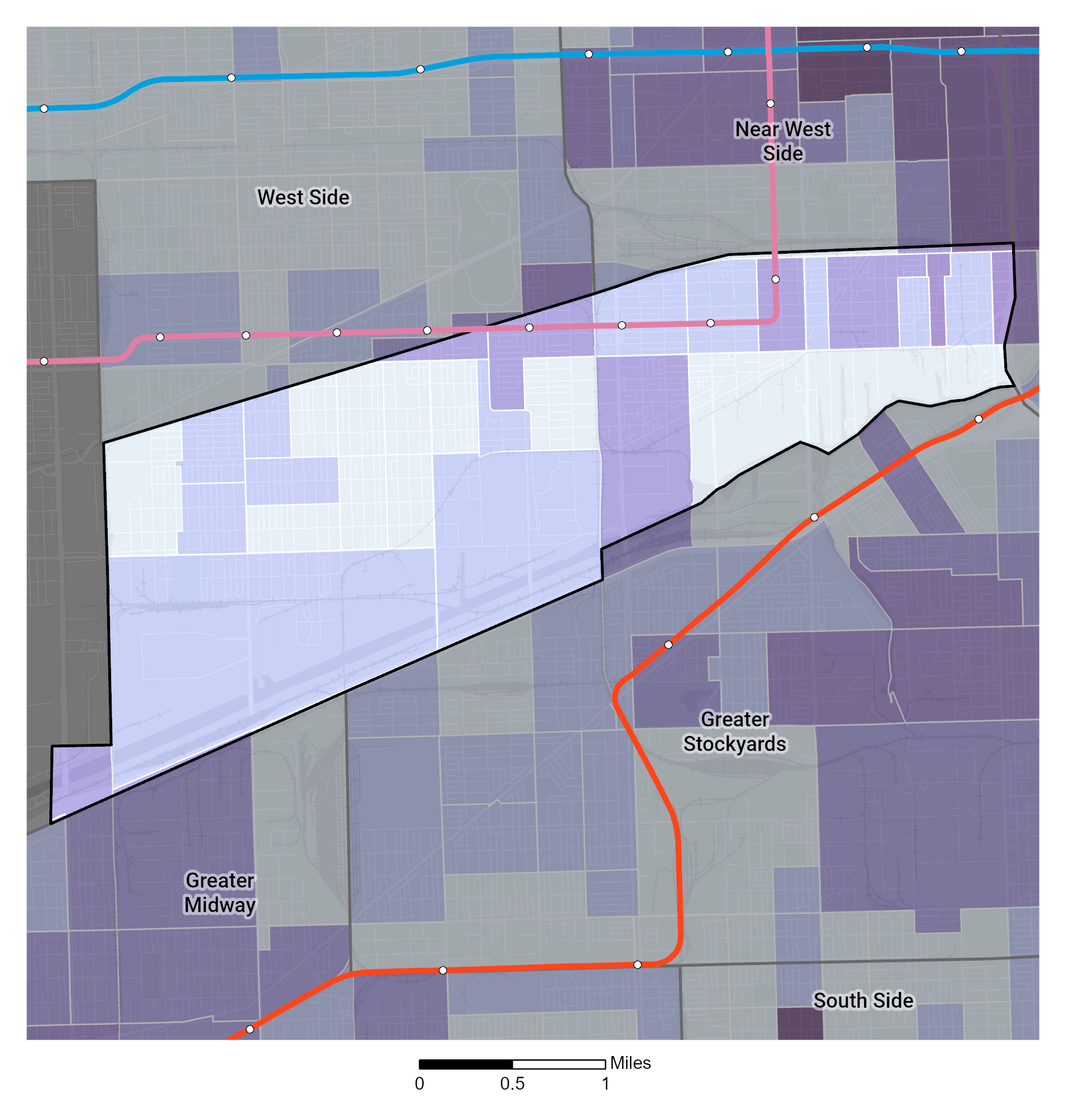 Median Household Income map of Pilsen Little Village