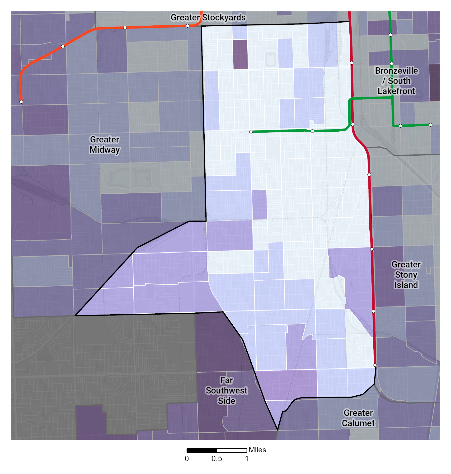 Median Household Income map of South Side