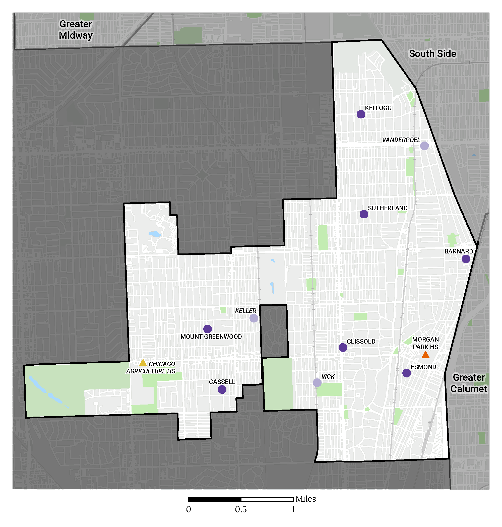 Far Southwest Side Region Map