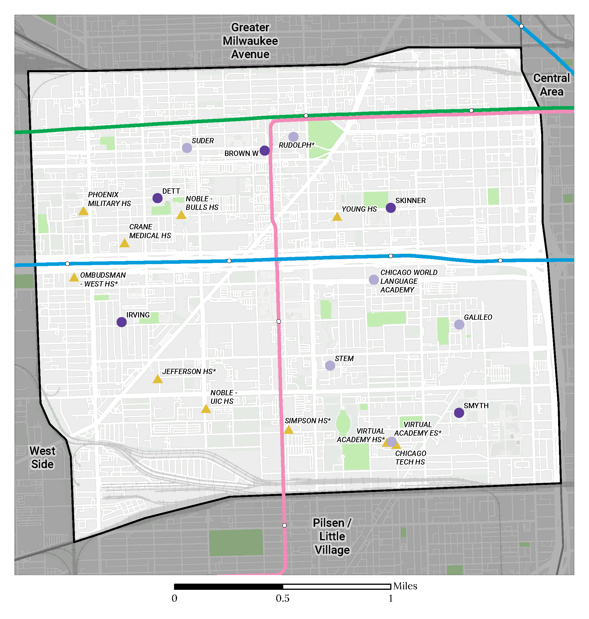 Near West Side region map