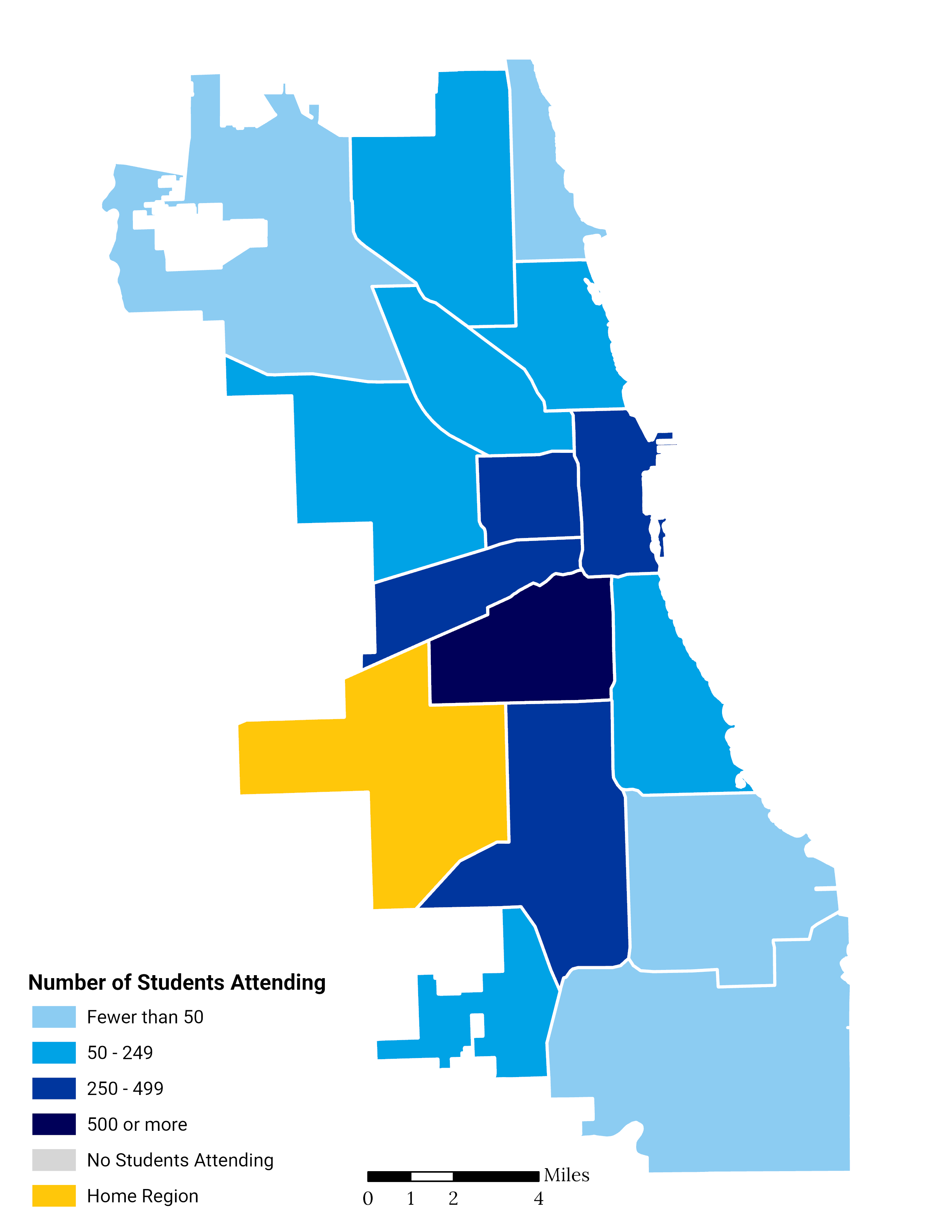 High School Choice Footprint Map of Greater Midway