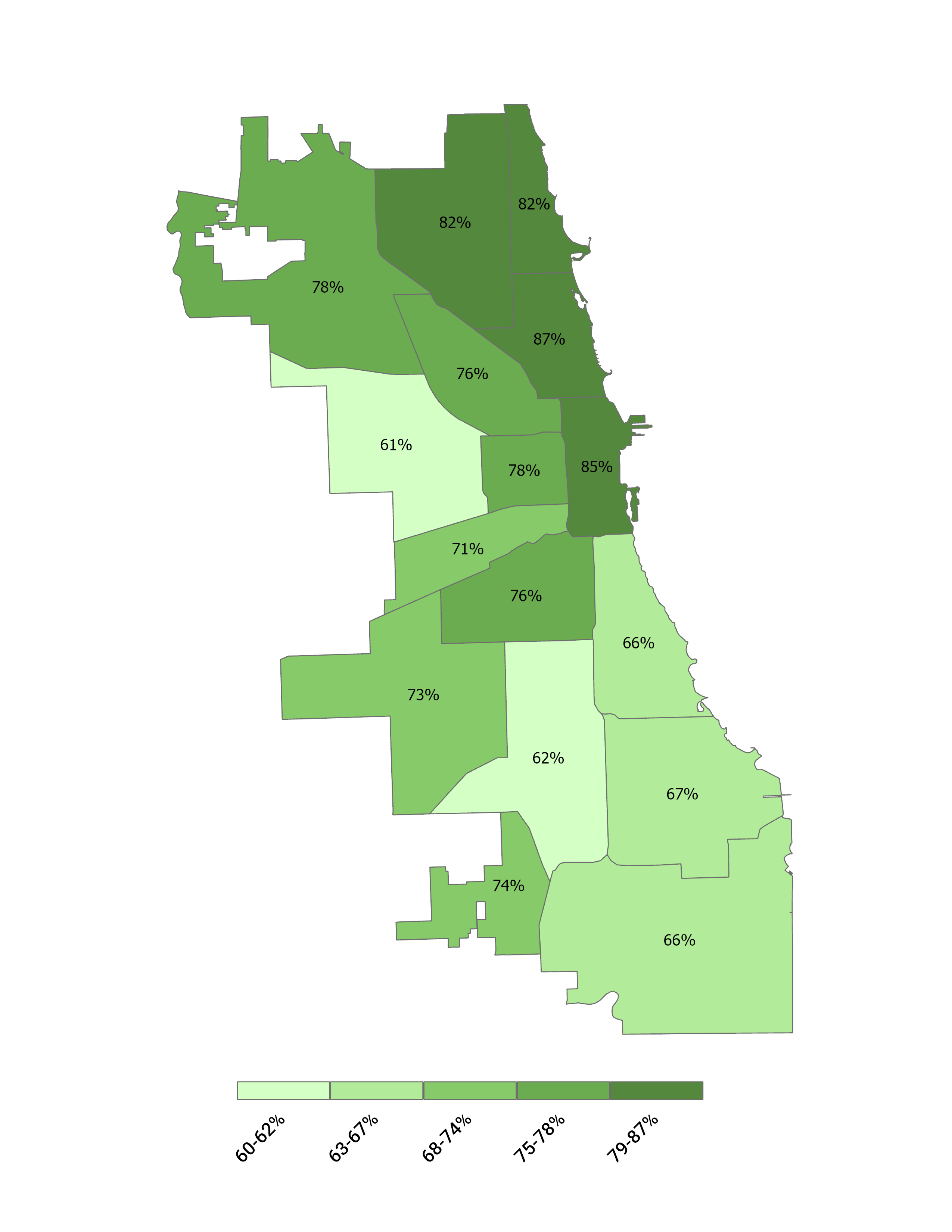 College Persistence Rate by Home Region map