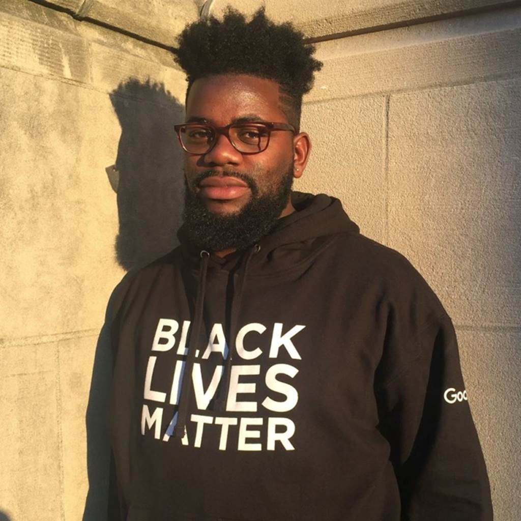 Student in a black live matter hoodie