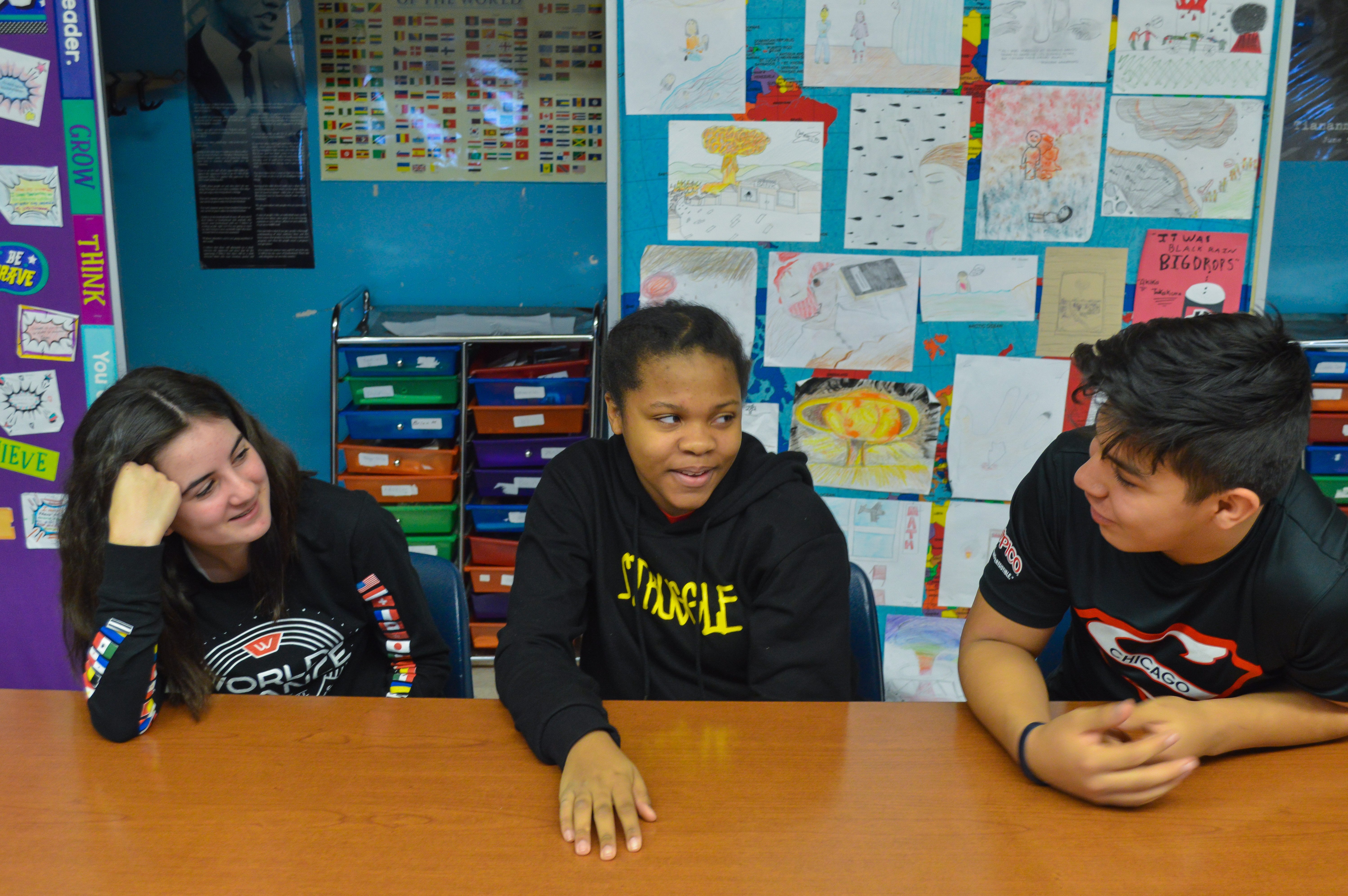 Left to Right: Legacy Crew Members Evelyn B., Taylor B., and Justin V.