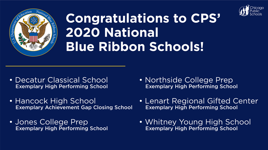 Congratulations to cps 2020 National Blue Ribbon Schools