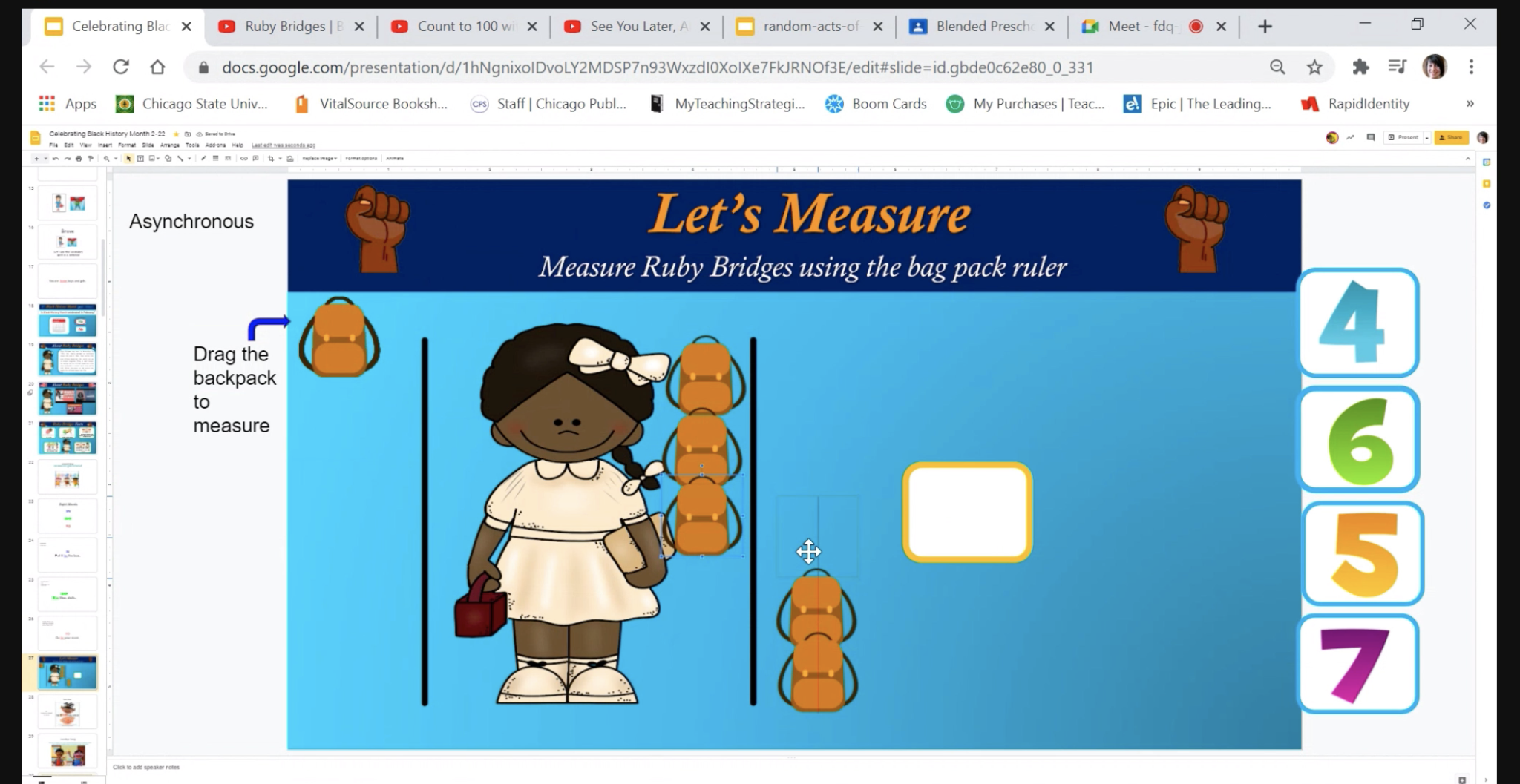 A graphic using Ruby Bridges in a math problem