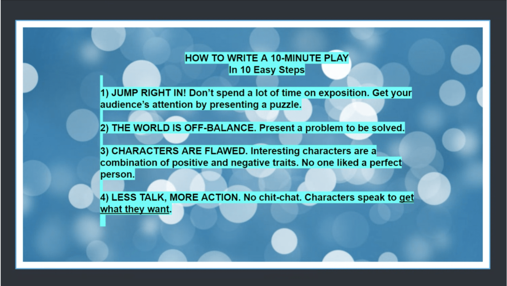 How to write a ten minute play
