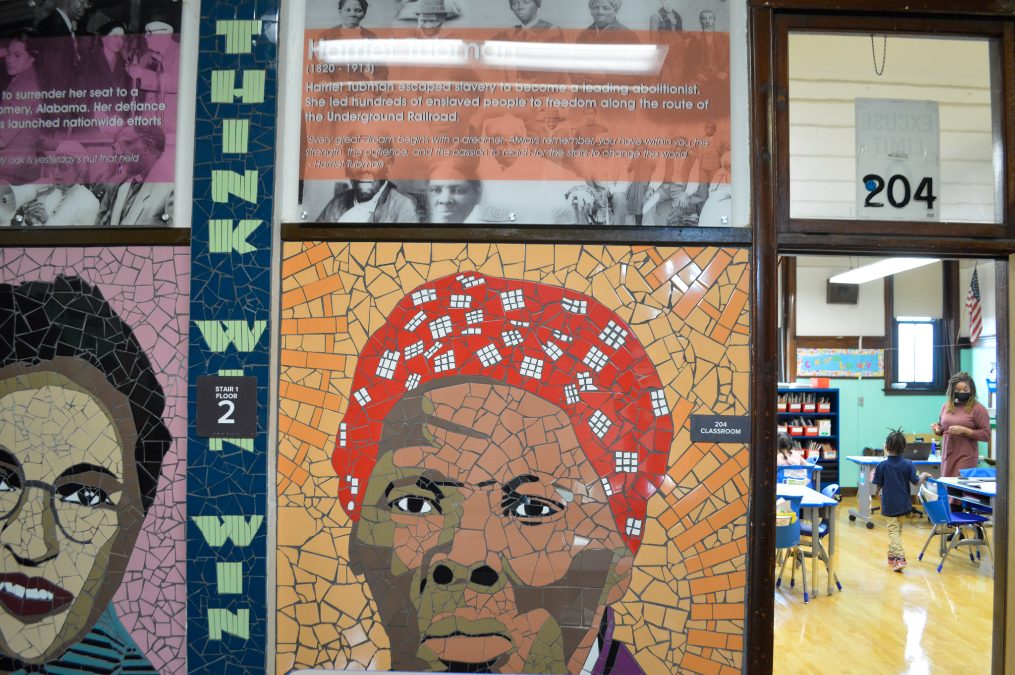 Imagery of black history month figures with the words "Think" and "Win"